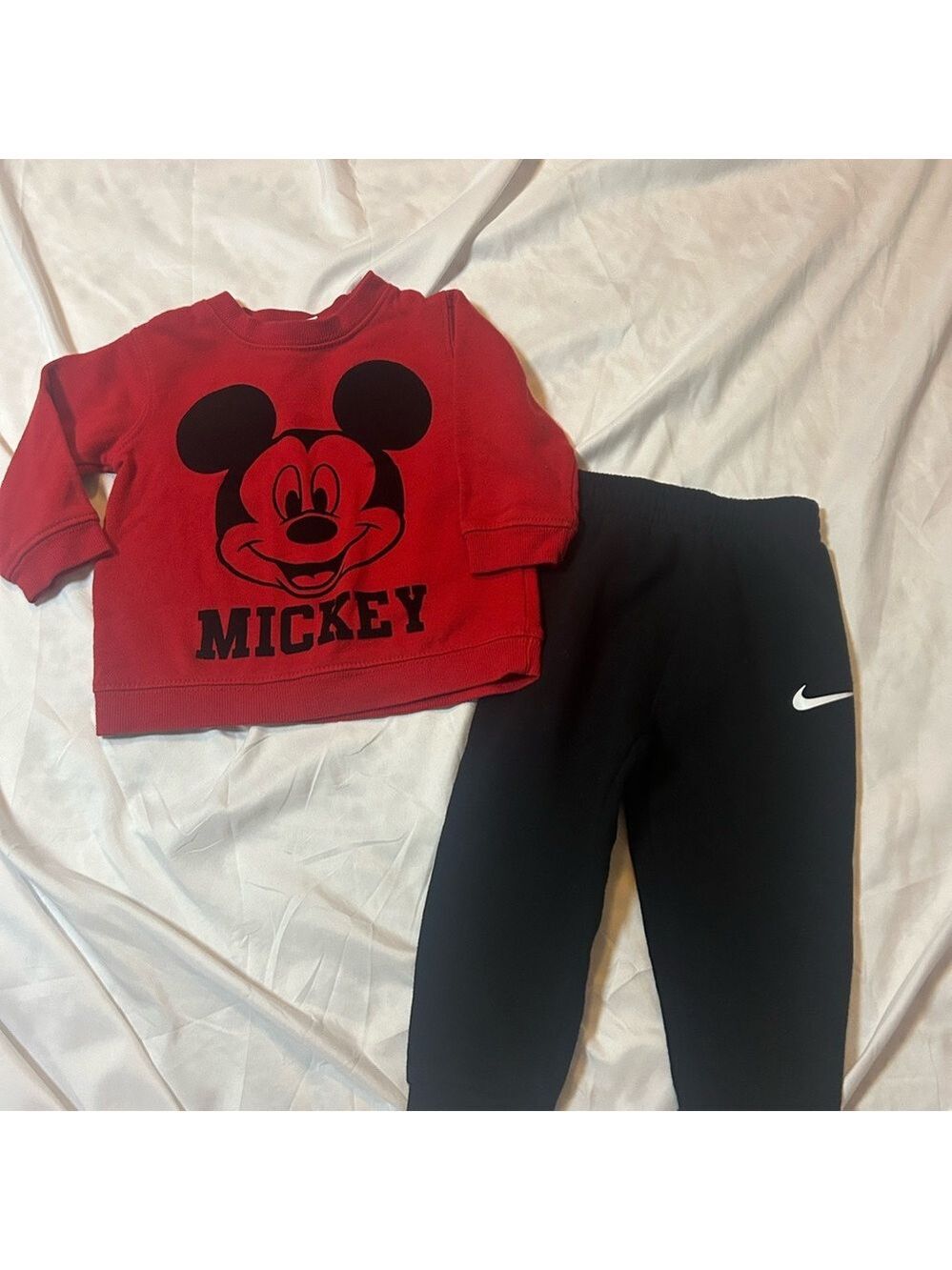 Nike Black Pants with Red Mickey Sweatshirt